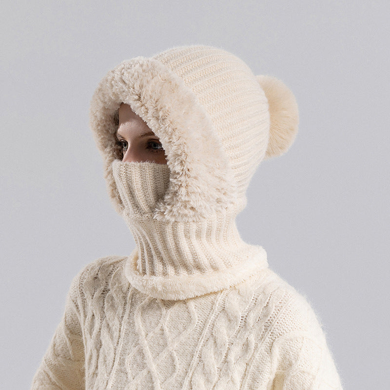Women's Winter One-Piece Knitted Beanie Scarf Mask