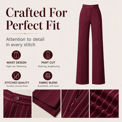 Women's High-Waisted Striped Wide-Leg Pants