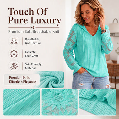 Women's Chic Lace Sleeve Hooded Sweater