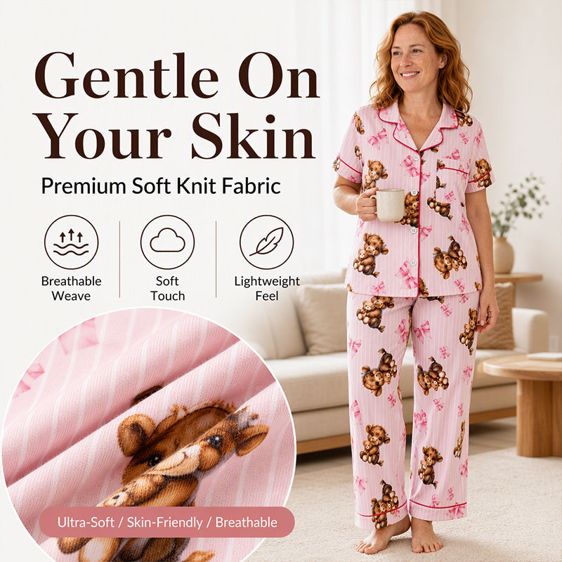 Women's Highland Cow Print 3-Piece Pajama Set