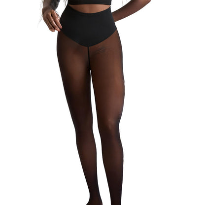 Flawless Legs™ Fake Translucent Fleece-Lined Tights – Sheer Illusion Thermal Sculpting Pantyhose with Tummy-Control Waistband