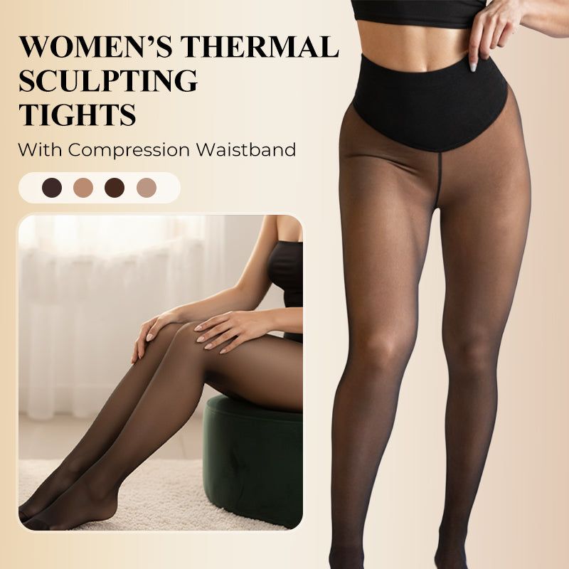 Flawless Legs™ Fake Translucent Fleece-Lined Tights – Sheer Illusion Thermal Sculpting Pantyhose with Tummy-Control Waistband