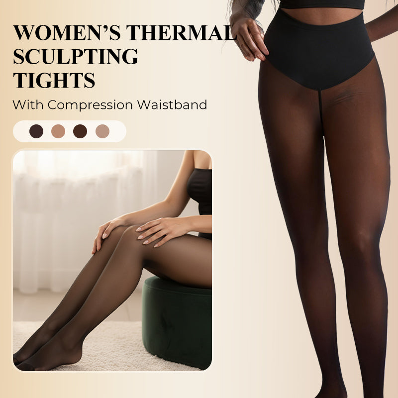 Flawless Legs™ Fake Translucent Fleece-Lined Tights – Sheer Illusion Thermal Sculpting Pantyhose with Tummy-Control Waistband