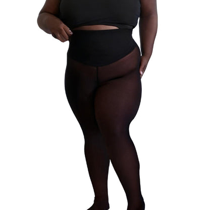 Flawless Legs™ Fake Translucent Fleece-Lined Tights – Sheer Illusion Thermal Sculpting Pantyhose with Tummy-Control Waistband
