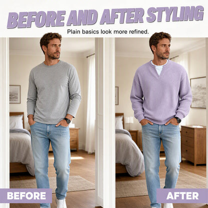 👕 Textured Mock-Layer Waffle Long-Sleeve Tee – Two-Piece Look | S to 4XL