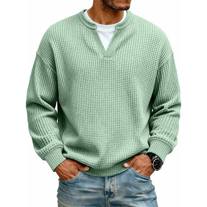 👕 Textured Mock-Layer Waffle Long-Sleeve Tee – Two-Piece Look | S to 4XL