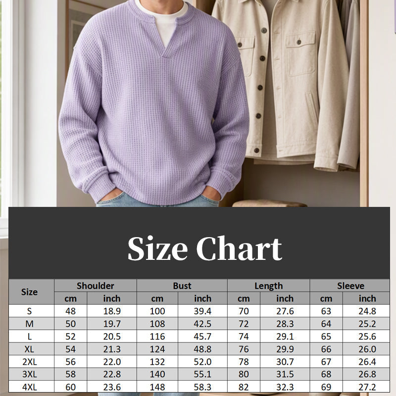 👕 Textured Mock-Layer Waffle Long-Sleeve Tee – Two-Piece Look | S to 4XL