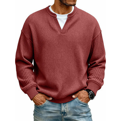 👕 Textured Mock-Layer Waffle Long-Sleeve Tee – Two-Piece Look | S to 4XL