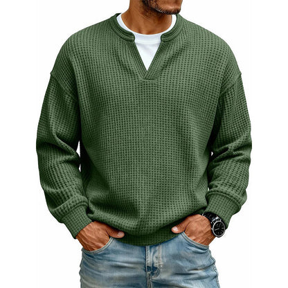 👕 Textured Mock-Layer Waffle Long-Sleeve Tee – Two-Piece Look | S to 4XL