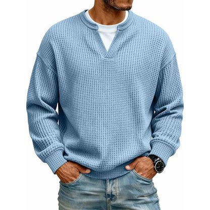 👕 Textured Mock-Layer Waffle Long-Sleeve Tee – Two-Piece Look | S to 4XL