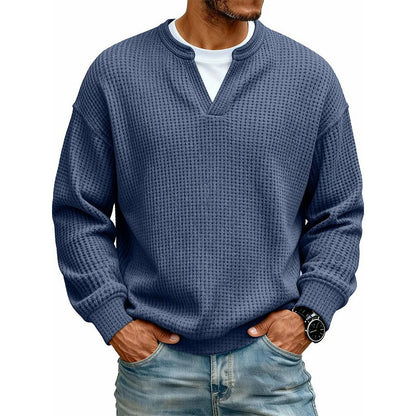 👕 Textured Mock-Layer Waffle Long-Sleeve Tee – Two-Piece Look | S to 4XL