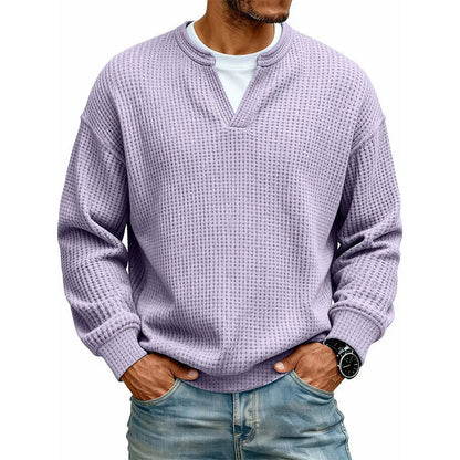 👕 Textured Mock-Layer Waffle Long-Sleeve Tee – Two-Piece Look | S to 4XL