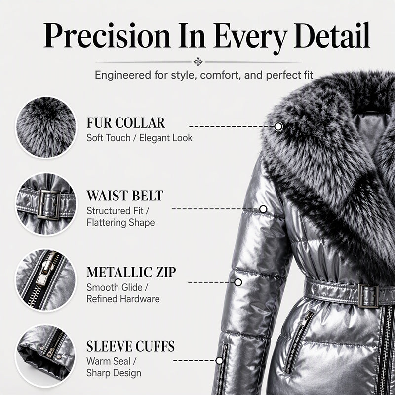 Women's Padded Jacket With Faux Fur Collar