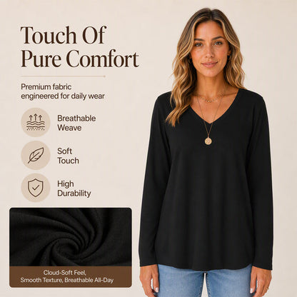 Women's Casual V-Neck Long Sleeve Top