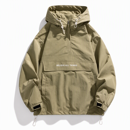 Outdoor Multi-Pocket Hooded Hiking Windbreaker Jacket