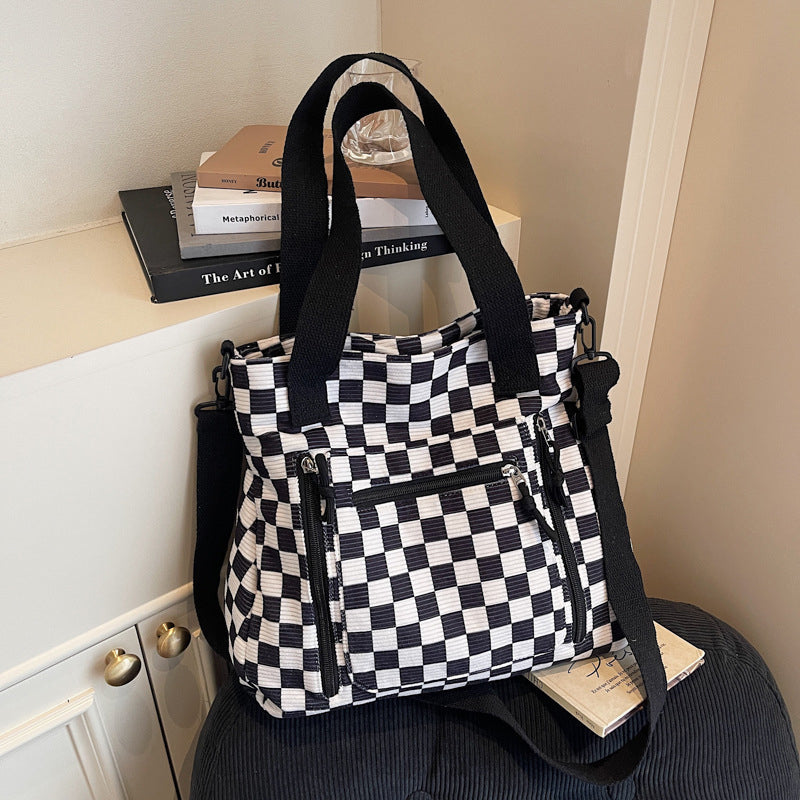 Casual Large Capacity Checkerboard Tote Bag