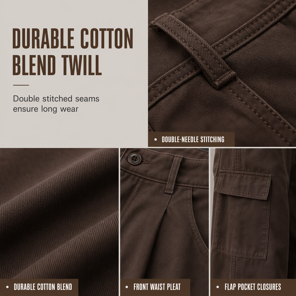 Women's High Waisted Wide Leg Baggy Cargo Pants with Utility Pockets Loose Fit Cotton Blend Trousers