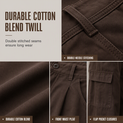 Women's High Waisted Wide Leg Baggy Cargo Pants with Utility Pockets Loose Fit Cotton Blend Trousers