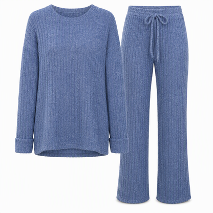 Women's Casual Brushed Ribbed Knit 2-Piece Lounge Set