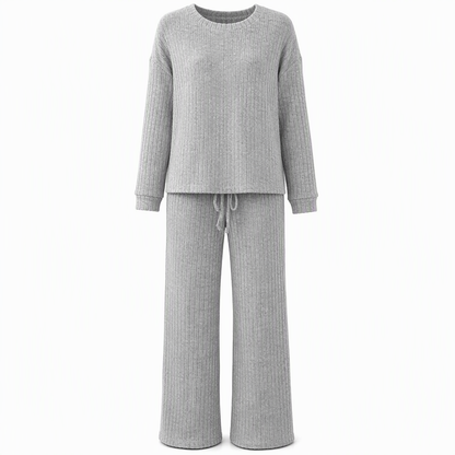 Women's Casual Brushed Ribbed Knit 2-Piece Lounge Set