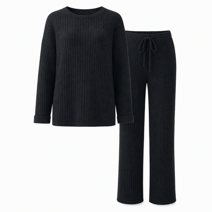 Women's Casual Brushed Ribbed Knit 2-Piece Lounge Set