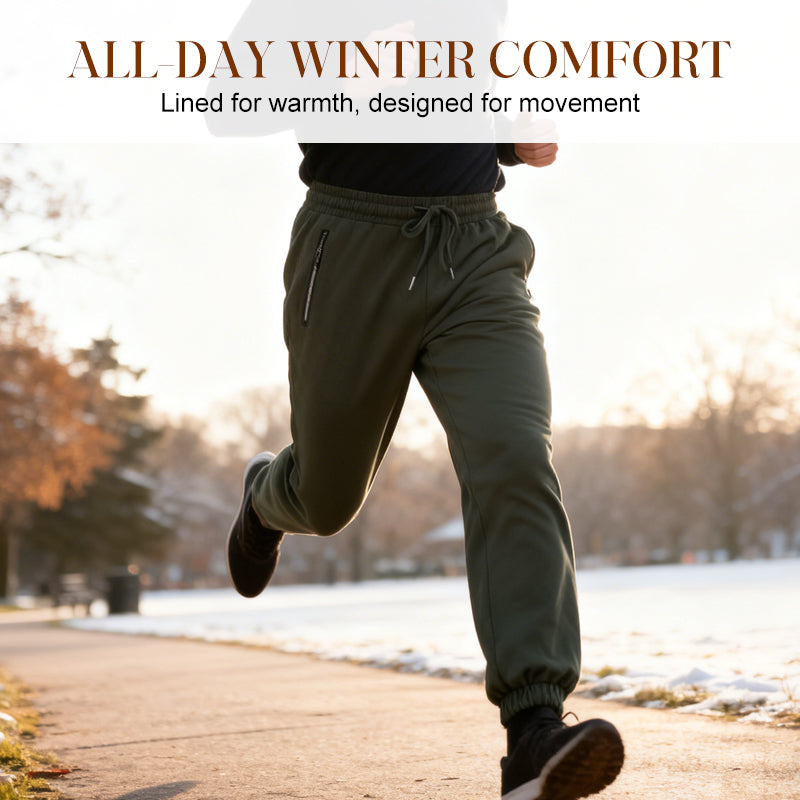 Men's Warm-Lined Waterproof Pants with Drawstring