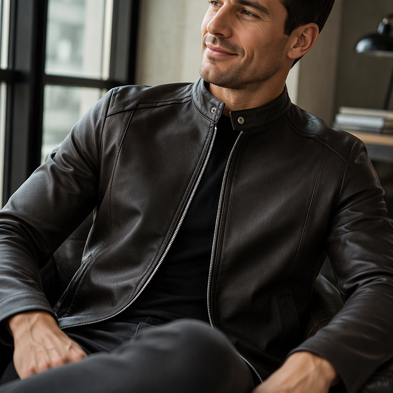 Warm Slim-Fit Biker Jacket