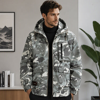 Men's Stylish Camouflage Hooded Jacket