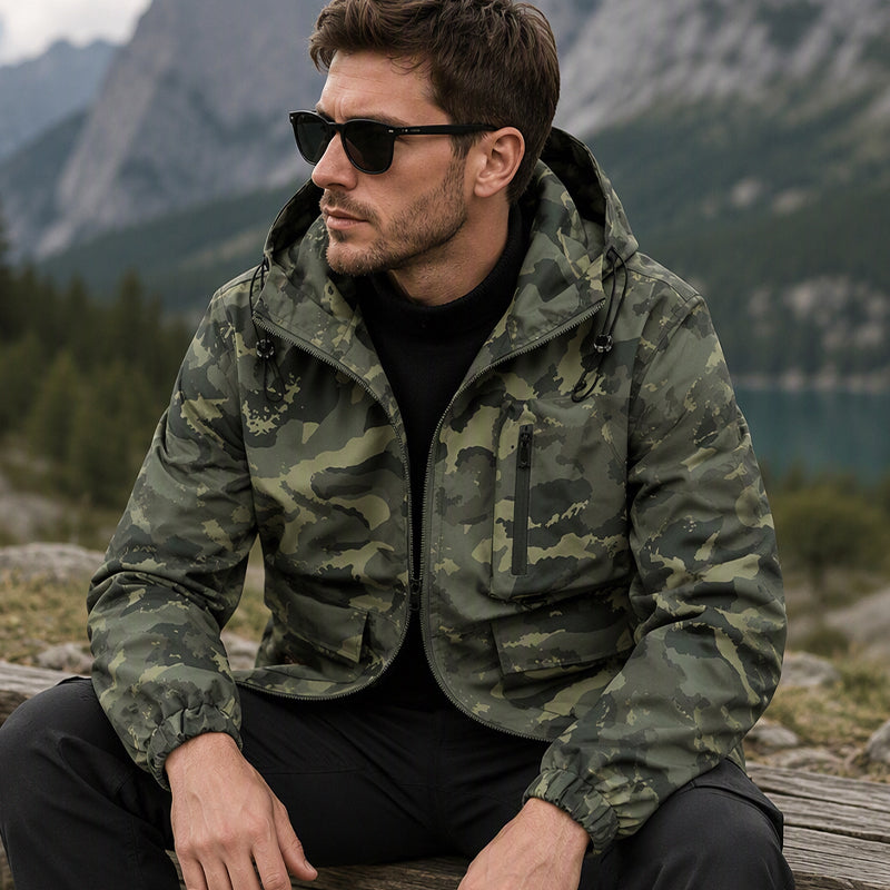 Men's Stylish Camouflage Hooded Jacket