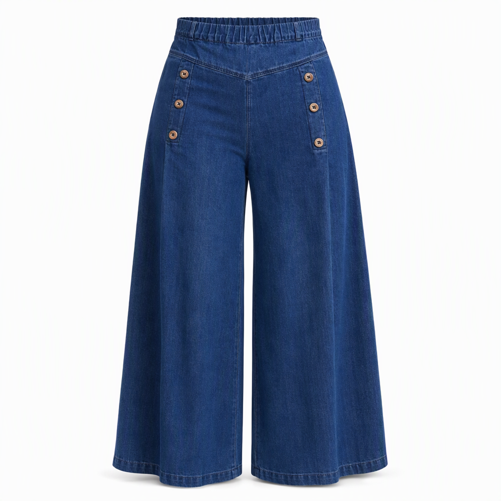 ⏰  💖Black Friday Mega Deal – 50% off!💖!✨High Waisted Wide Leg Stretch Denim Jeans with Decorative Buttons