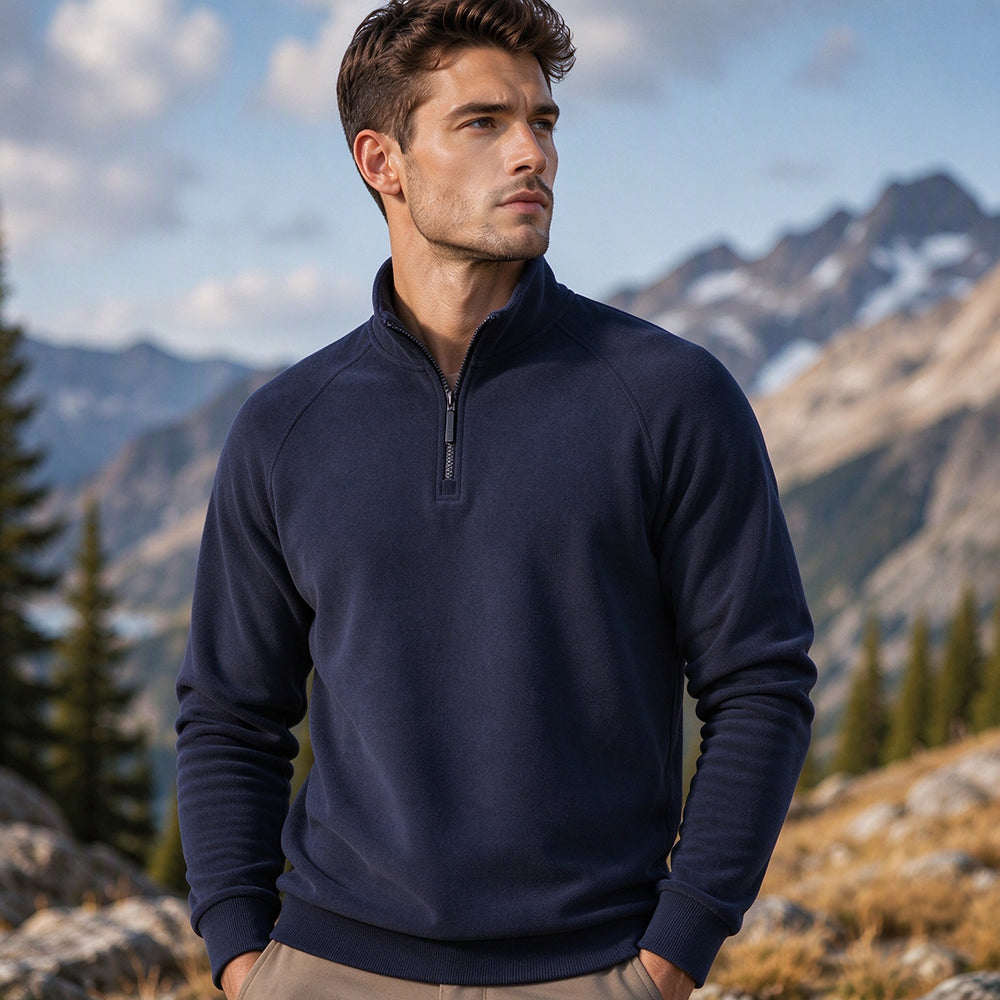 Men's Quarter-Zip Stand Collar Pullover