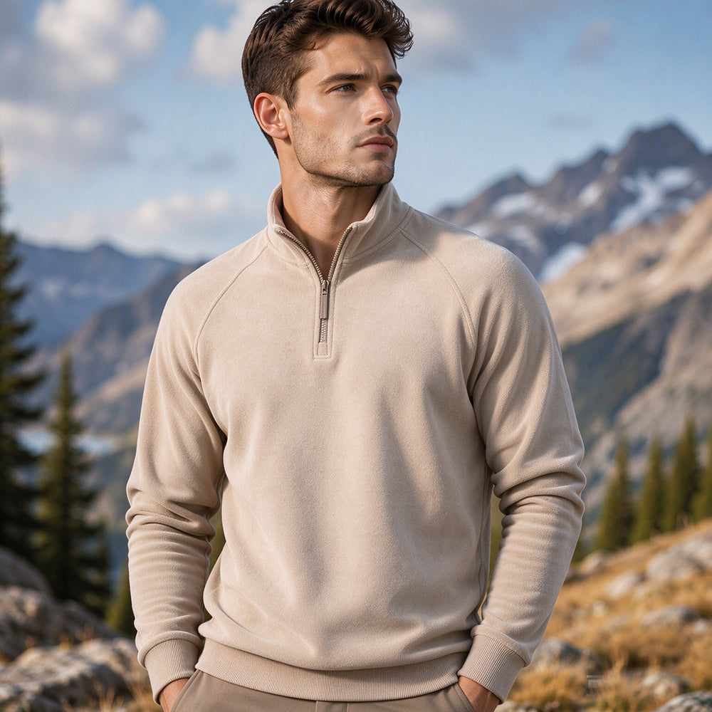 Men's Quarter-Zip Stand Collar Pullover