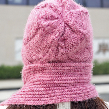 Women's 2-in-1 Knit Beanie Hat with Integrated Scarf Hood