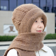 Women's 2-in-1 Knit Beanie Hat with Integrated Scarf Hood