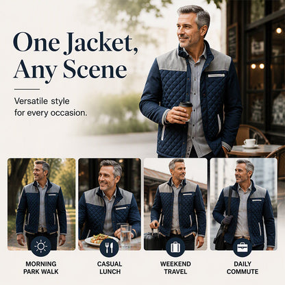Men's Casual Stand Collar Warm Quilted Jacket