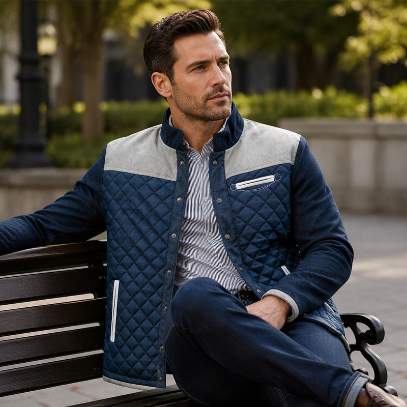 Men's Casual Stand Collar Warm Quilted Jacket