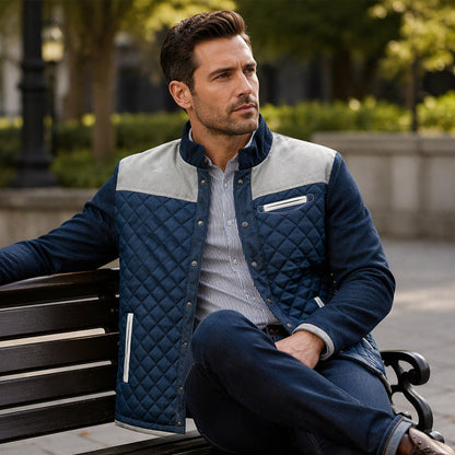 Men's Casual Stand Collar Warm Quilted Jacket
