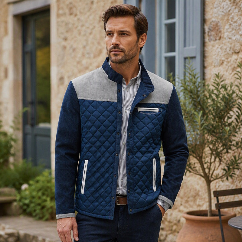 Men's Casual Stand Collar Warm Quilted Jacket