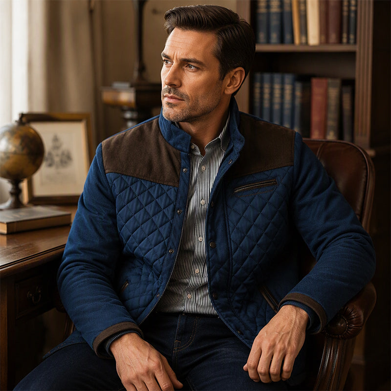 Men's Casual Stand Collar Warm Quilted Jacket