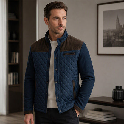 Men's Casual Stand Collar Warm Quilted Jacket