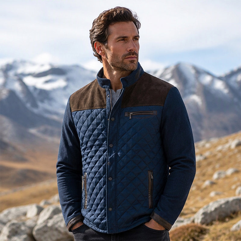 Men's Casual Stand Collar Warm Quilted Jacket