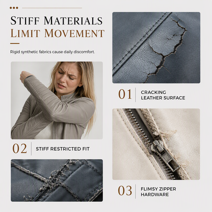 Women's Faux Leather Biker Lightweight Short Motorcycle Coat for Spring and Autumn
