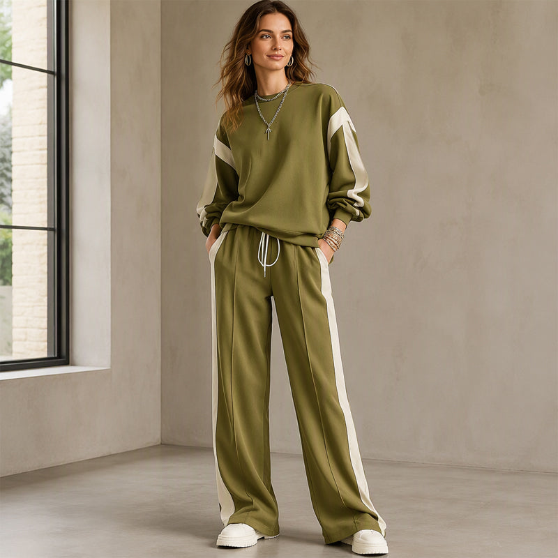 Women's Crewneck Sweatshirt & Wide-Leg Pants Set