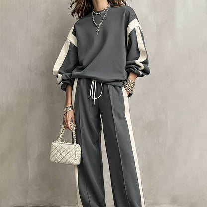 Women's Crewneck Sweatshirt & Wide-Leg Pants Set