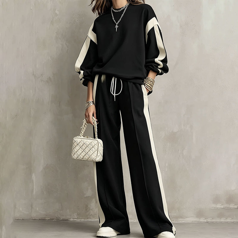 Women's Crewneck Sweatshirt & Wide-Leg Pants Set