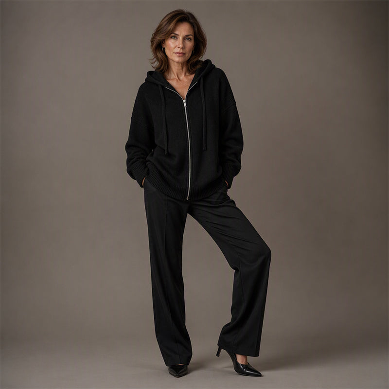 🧥 Cozy Chic Loose Zip-Up Hooded Knit Cardigan Coat – S to 3XL
