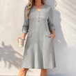 Women's V-Neck Vertical Stripe Knit Dress