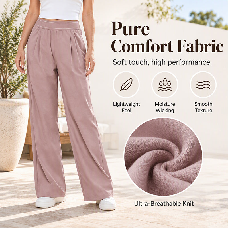 Women's Lightweight High-Waist Wide-Leg Pants