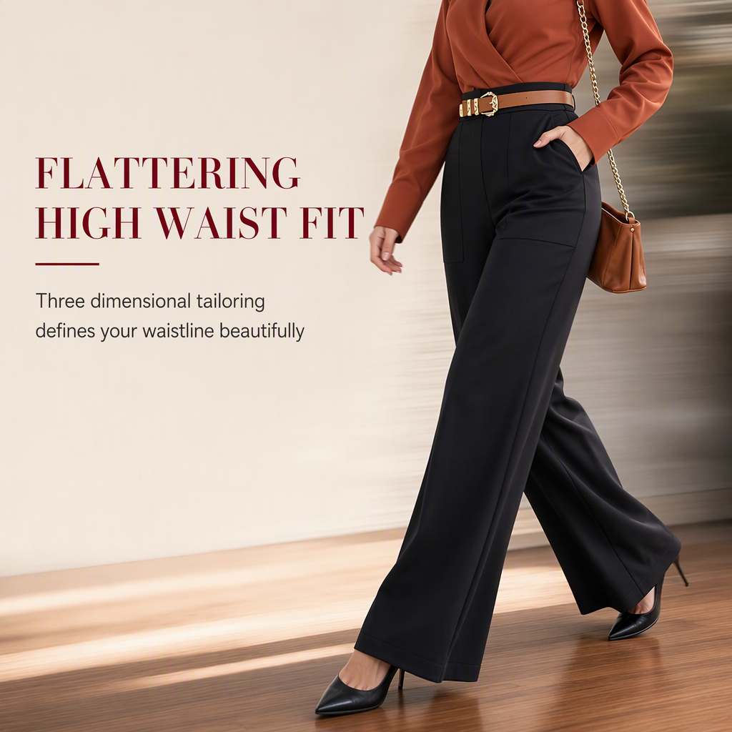 👖 High-Waisted Flowing Wide-Leg Suit Pants – Crease-Resistant Drape | S to 2XL
