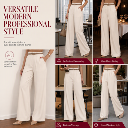 👖 High-Waisted Flowing Wide-Leg Suit Pants – Crease-Resistant Drape | S to 2XL